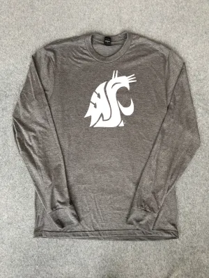 Men's WSU Cougars Long Sleeve Dark Grey T-Shirt With White Logo