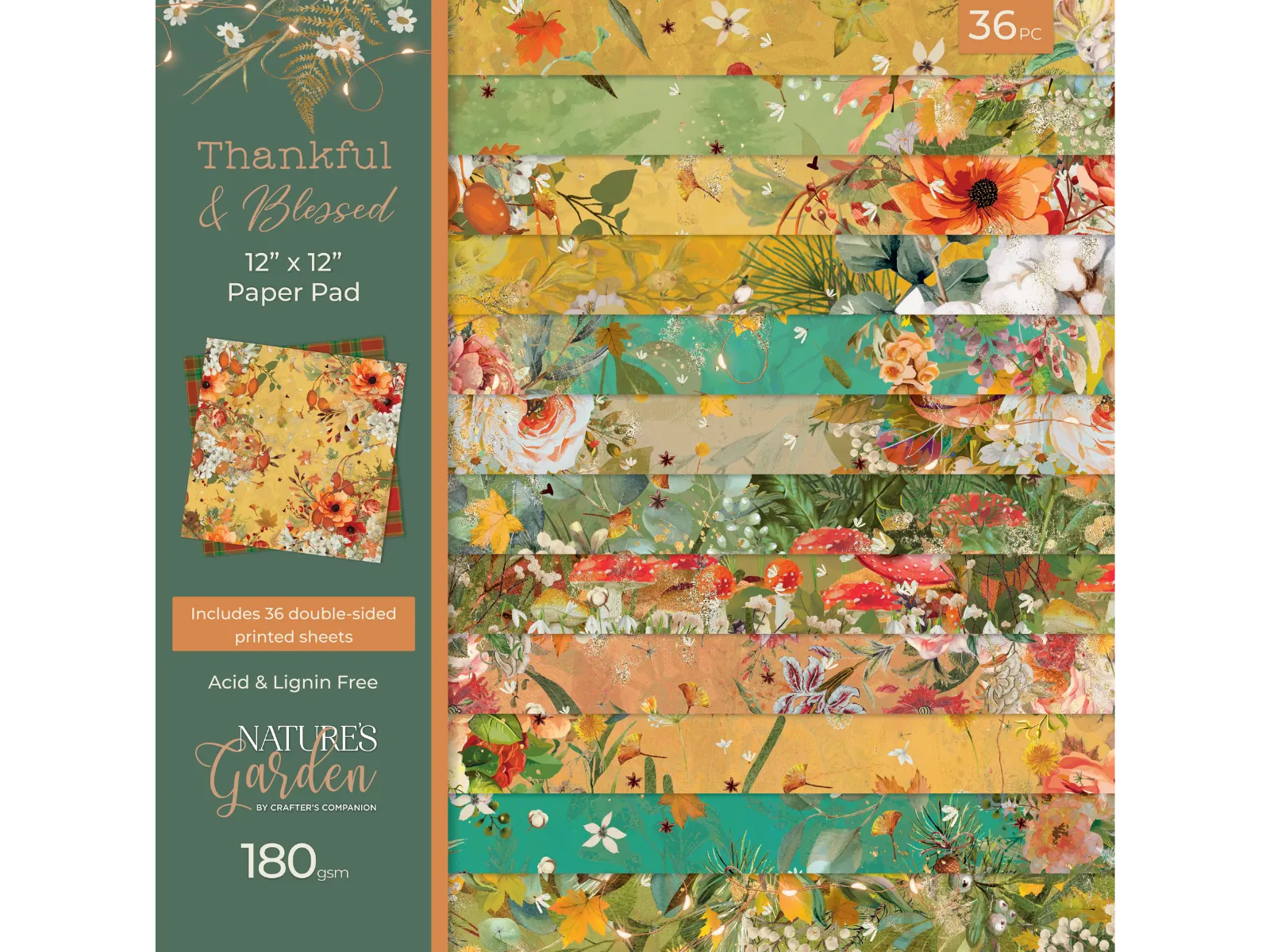 Nature's Garden - Thankful & Blessed 12"x12" Paper Pad