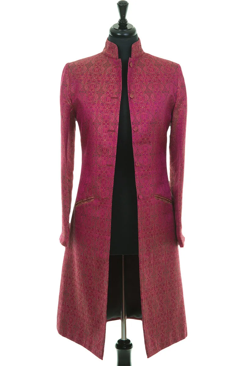 Nehru Coat in Pink Jacquard