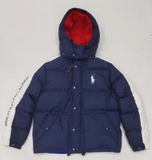 Nwt Polo Ralph Lauren Navy/White Spellout  Big Pony Down Jacket