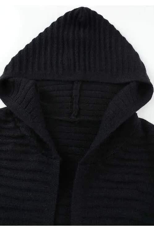 Open Front Longline Hooded Cardigan