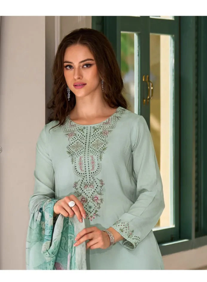 Party Wear Muslin Silk Unstitched Suit Dress Material for Women