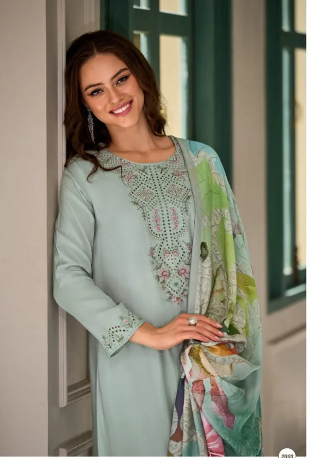 Party Wear Muslin Silk Unstitched Suit Dress Material for Women