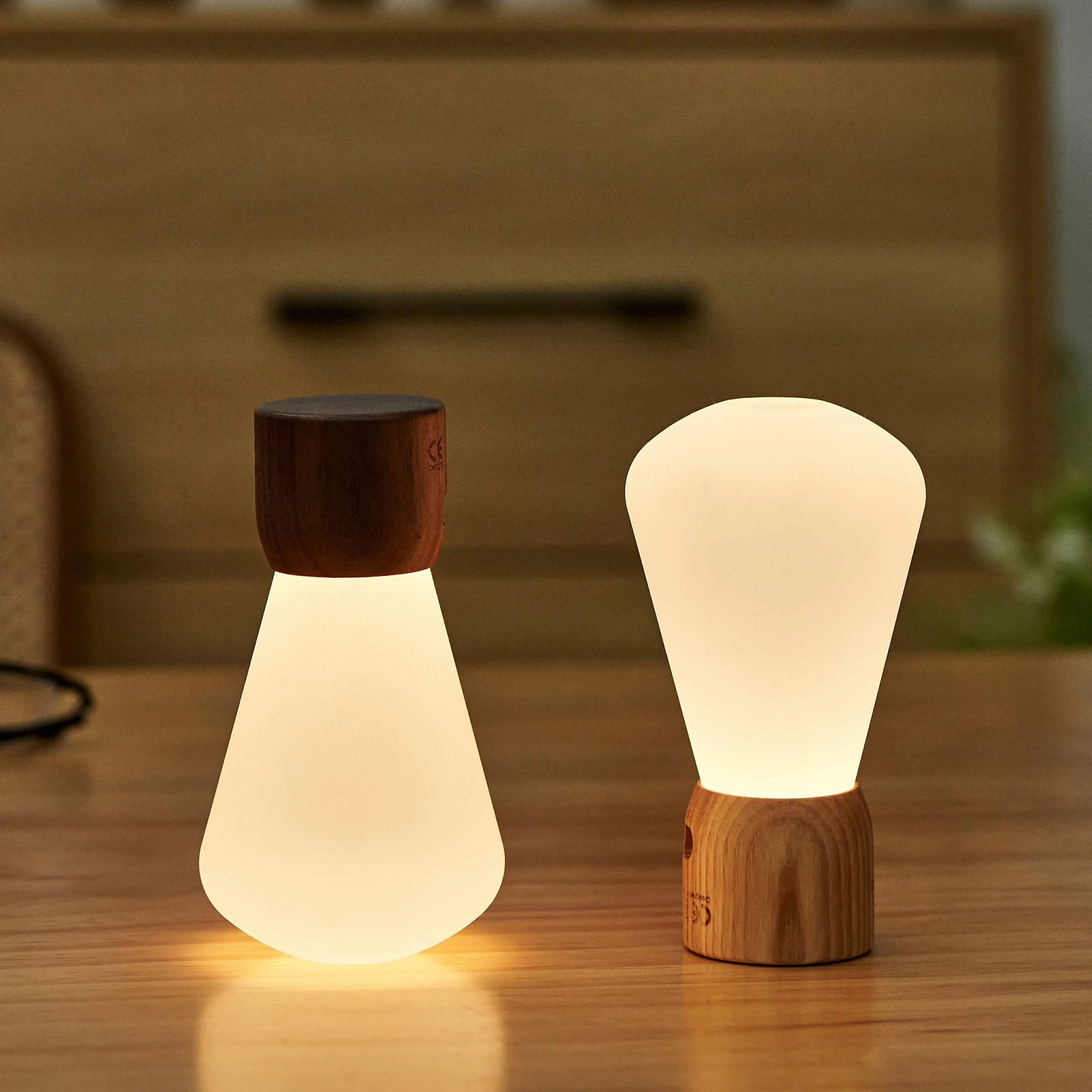 Pentagon Portable Desk Bulb: Walnut / Mini