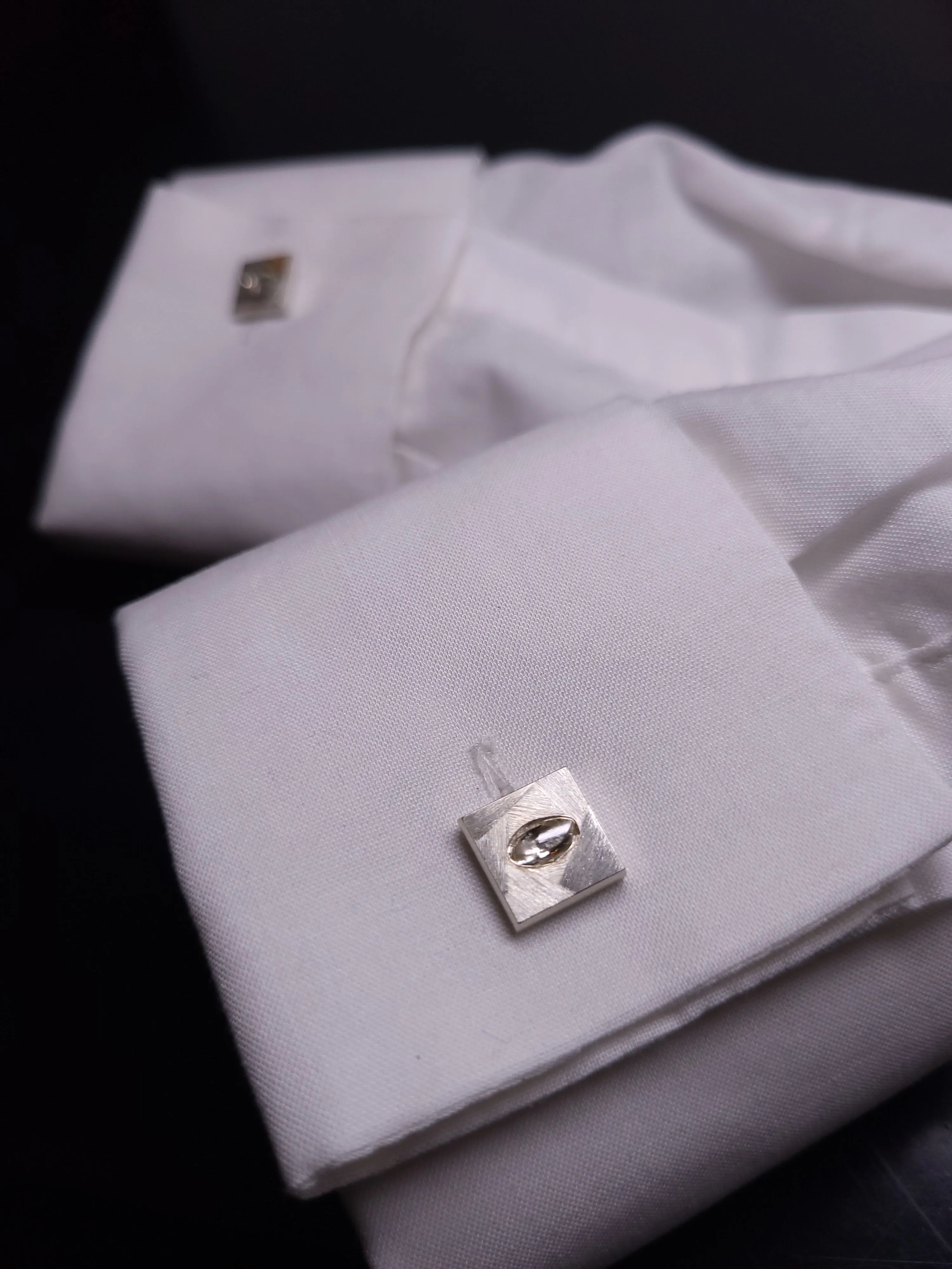 Raw Diamond Silver Cufflinks – 0.98 ct.