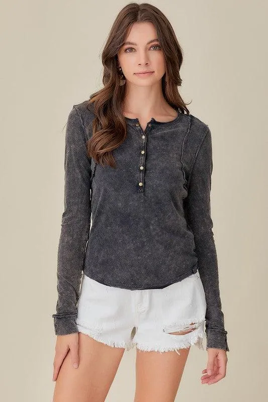 Raw Edge Button Top