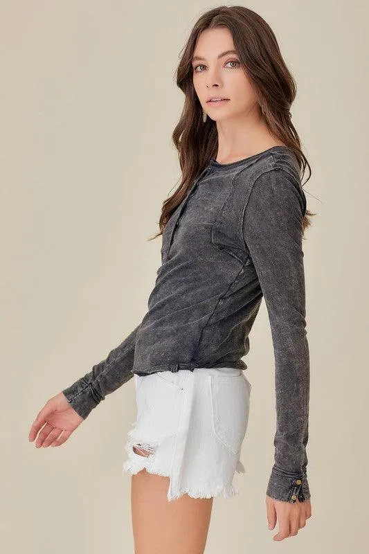 Raw Edge Button Top