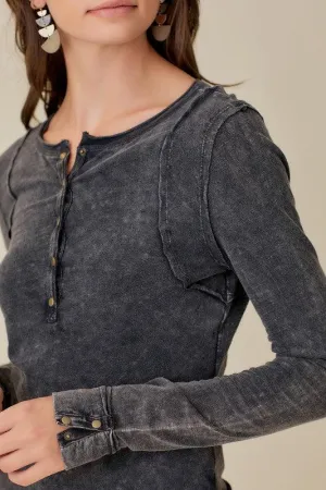 Raw Edge Button Top