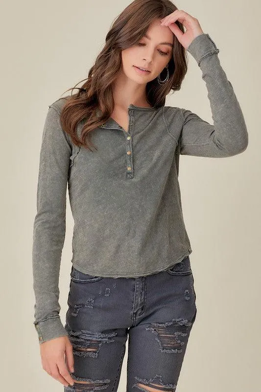 Raw Edge Button Top