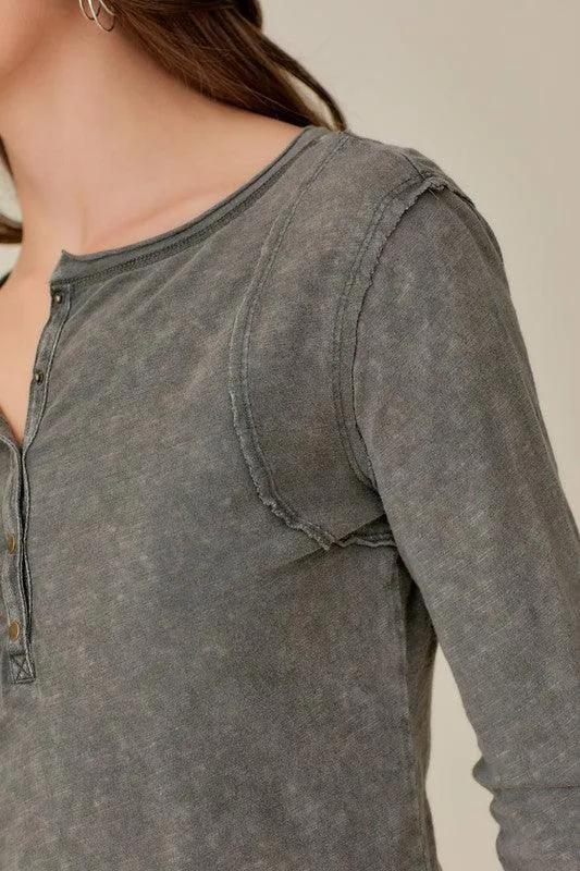 Raw Edge Button Top