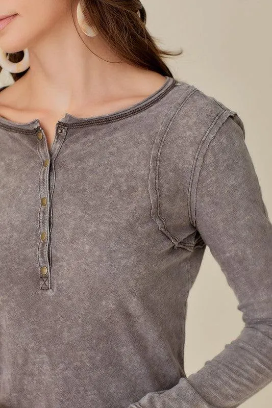 Raw Edge Button Top