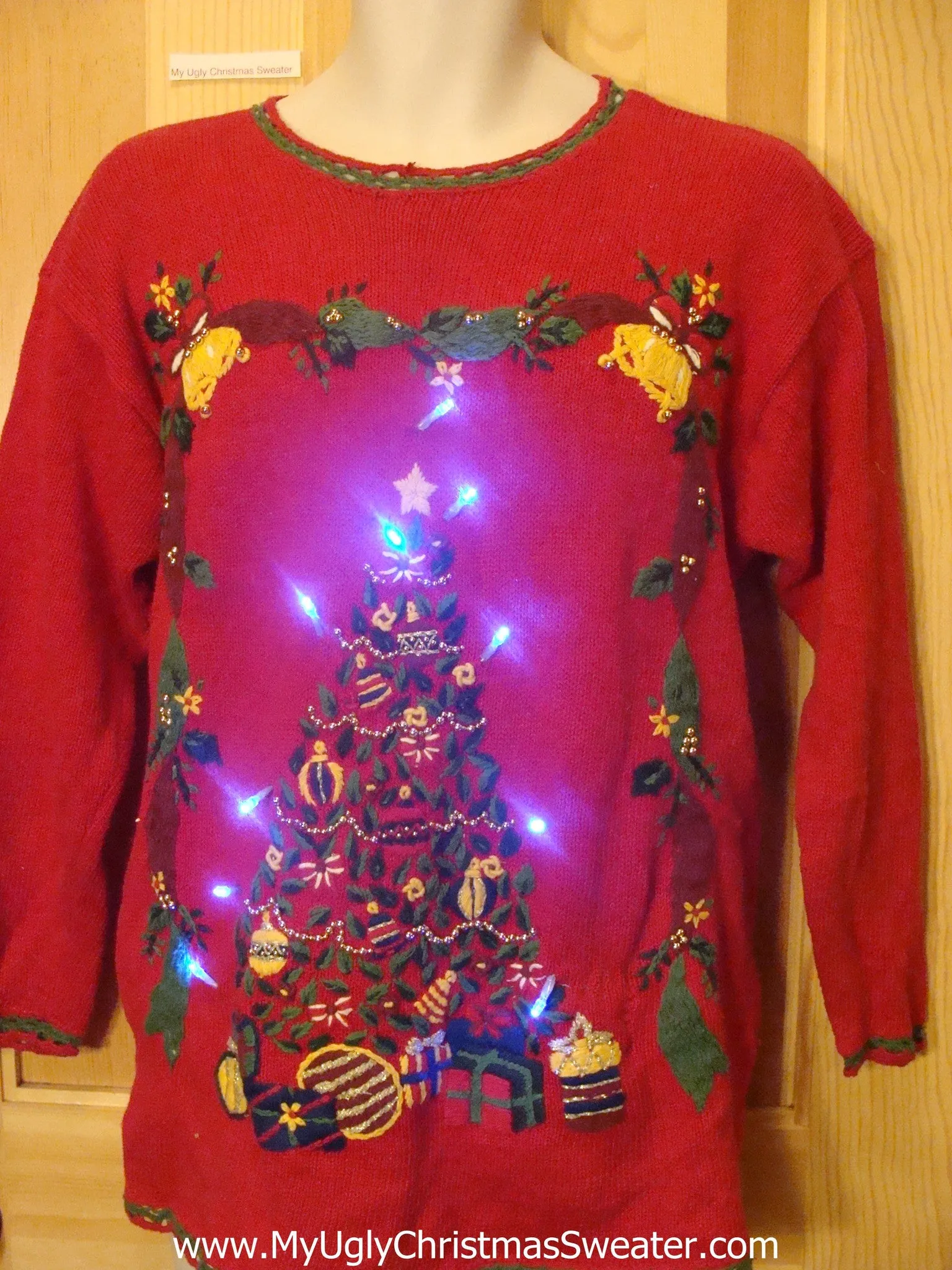 Retro 80s Tree Light Up Christmas Sweater