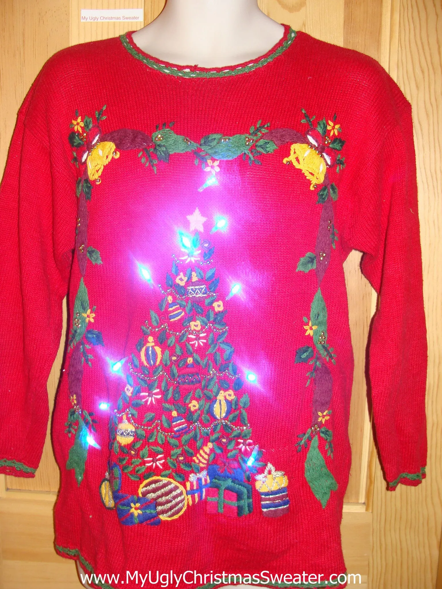 Retro 80s Tree Light Up Christmas Sweater