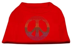 Rhinestone Rainbow Peace Sign Shirts Red XS (8)