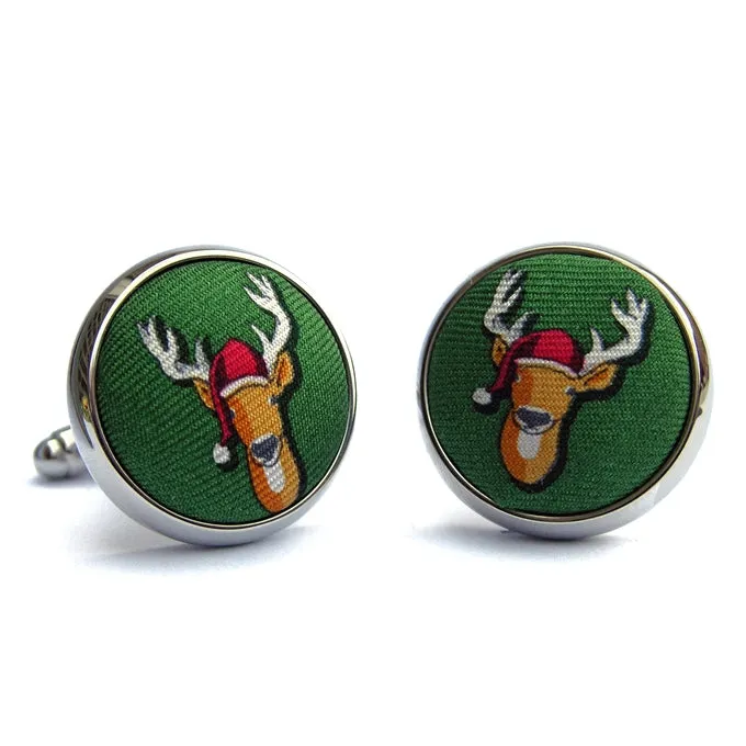 Santa Stags: Cufflinks - Green