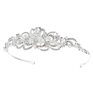 Silver Plated Floral Swarovski Tiara