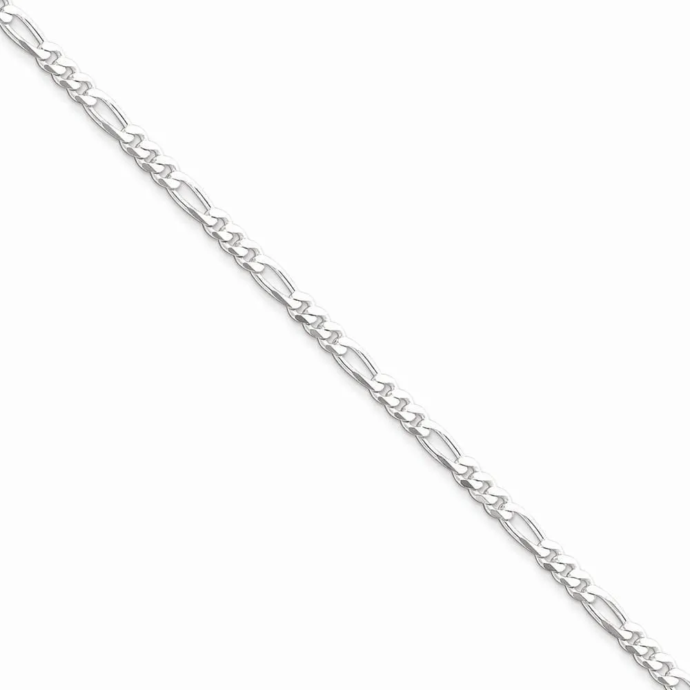 Silver Polished 4.00-mm Solid Figaro Chain