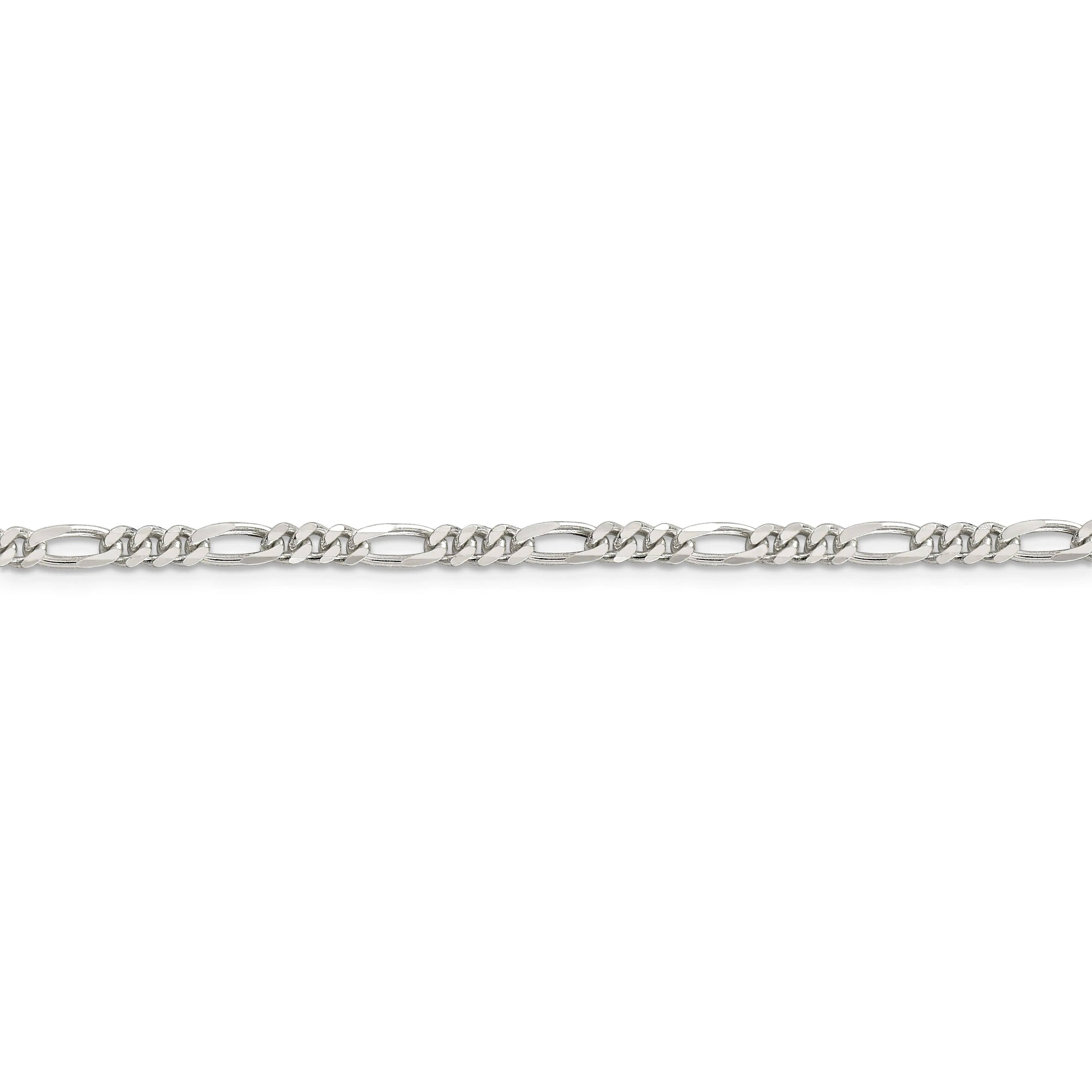 Silver Polished 4.00-mm Solid Figaro Chain