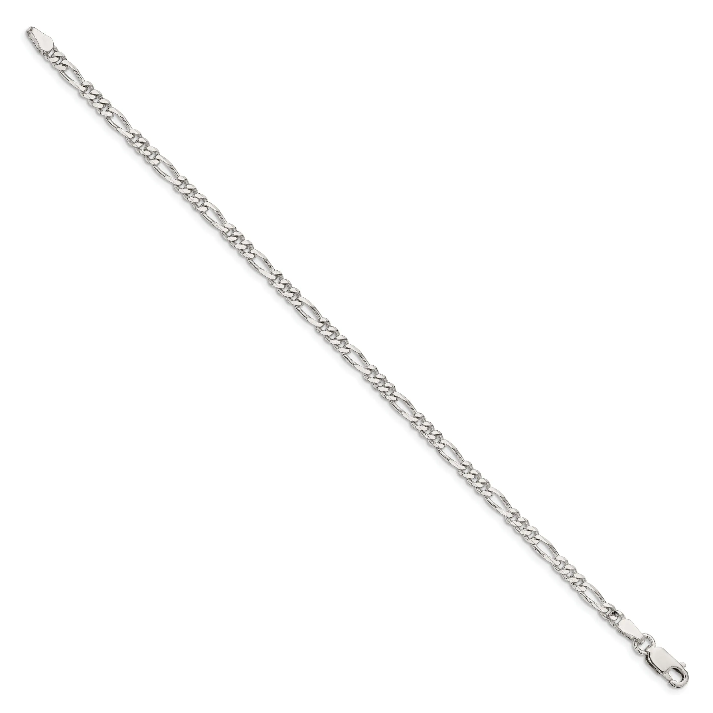 Silver Polished 4.00-mm Solid Figaro Chain