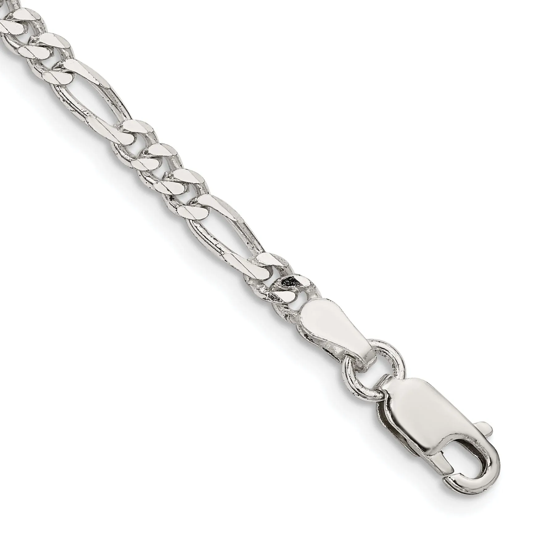 Silver Polished 4.00-mm Solid Figaro Chain