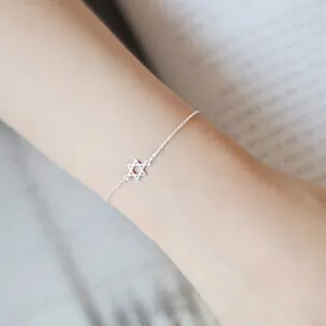 Six Pointed Silver Hand Chain Everyday Bracelet With Star Charm Gift for Women