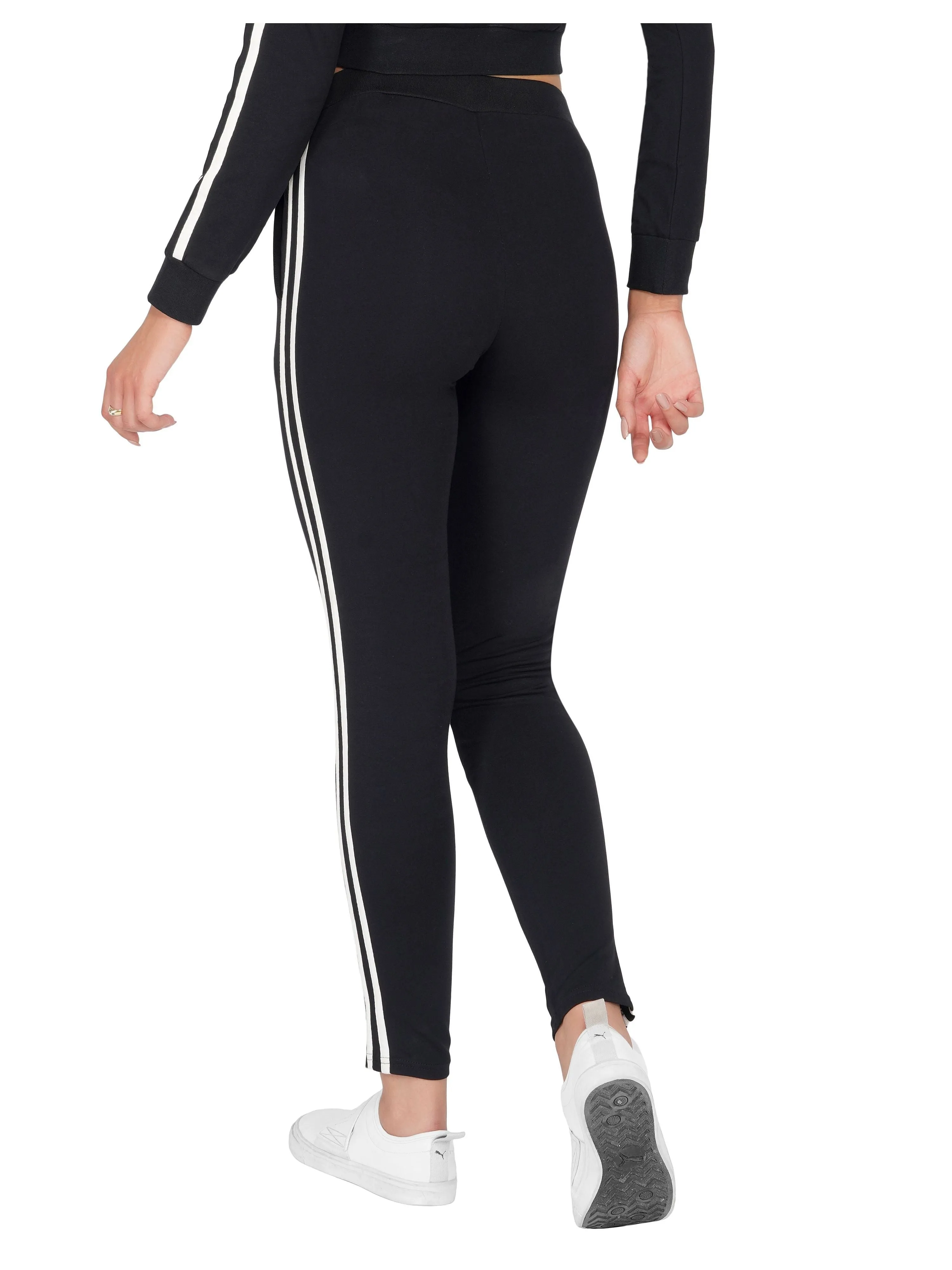 SLAY. Women's Black Jogger Pants With White Stripes