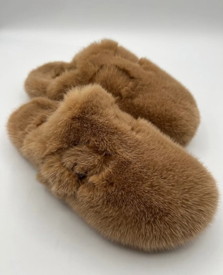 Slides, Clog Style Luxury Mink Shoes - Linda Richards - Style MKS03