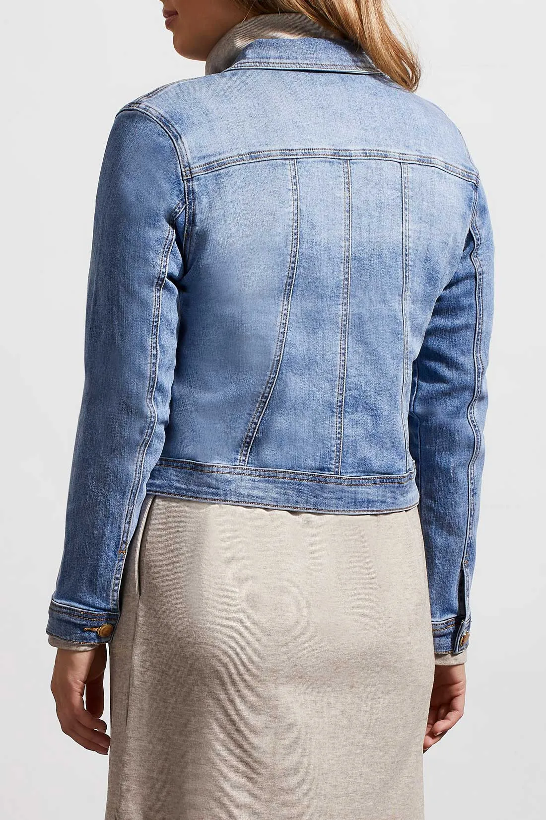 TRIBAL Denim Jean Crop Jacket - Light Wash