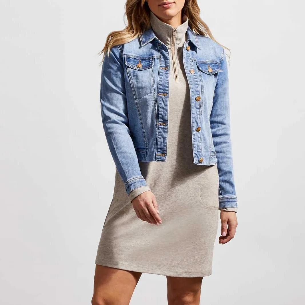 TRIBAL Denim Jean Crop Jacket - Light Wash