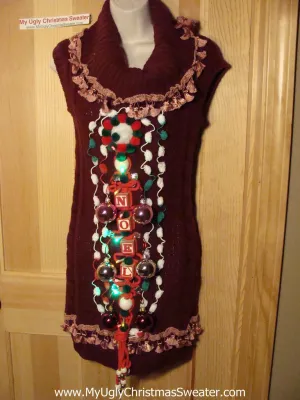 Ugly Christmas Sweater Party Tacky Dress with Lights (d65)