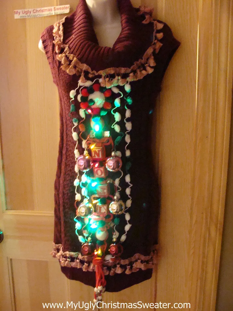 Ugly Christmas Sweater Party Tacky Dress with Lights (d65)