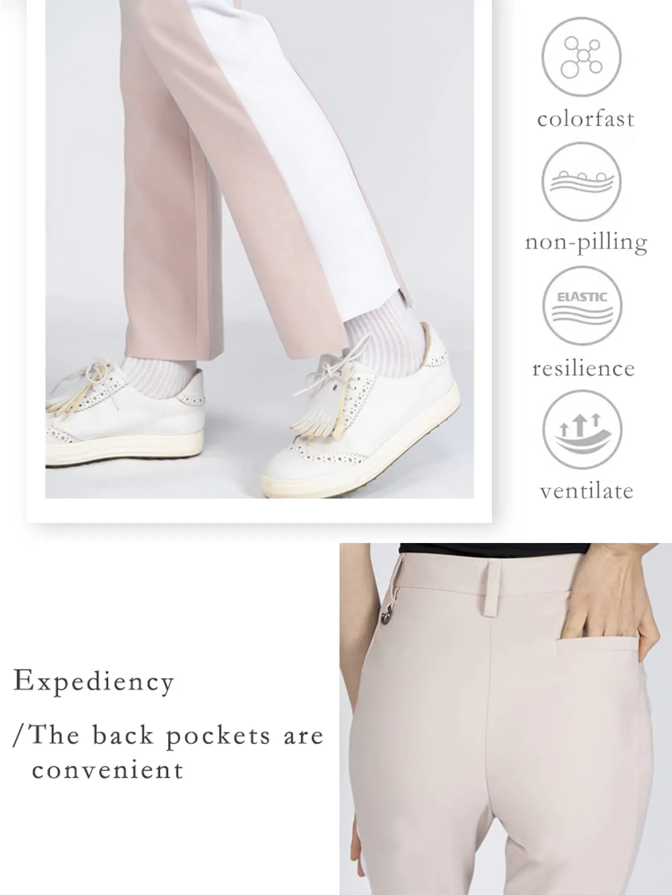 Women's Golf Long Pants, Color Block, Comfortable, High Waist, Slim Fit, Stretchy, Suitable For Spring, Summer And Autumn