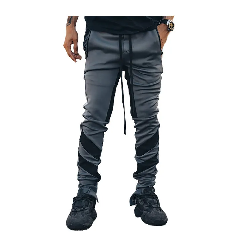 Zipper Pocket Stretch Sports Men's Pants Fitness Trousers