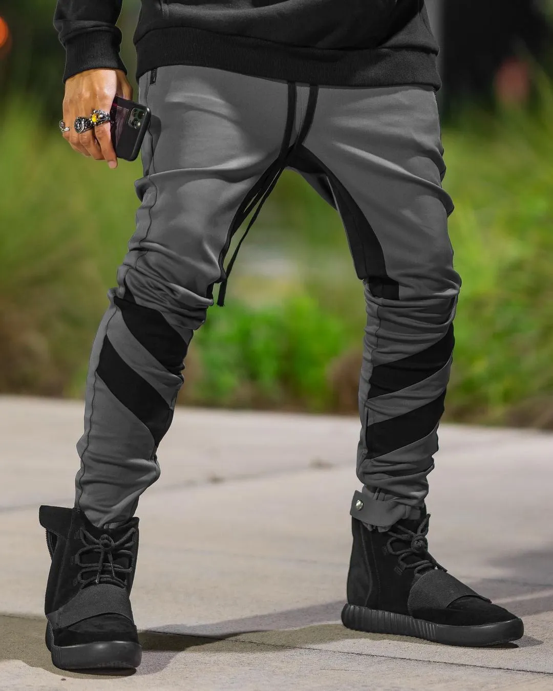 Zipper Pocket Stretch Sports Men's Pants Fitness Trousers